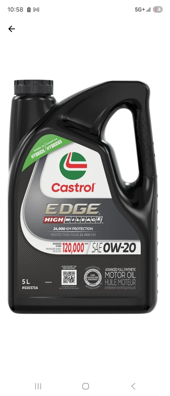 Castrol EDGE High Mileage 5L Motor Oil