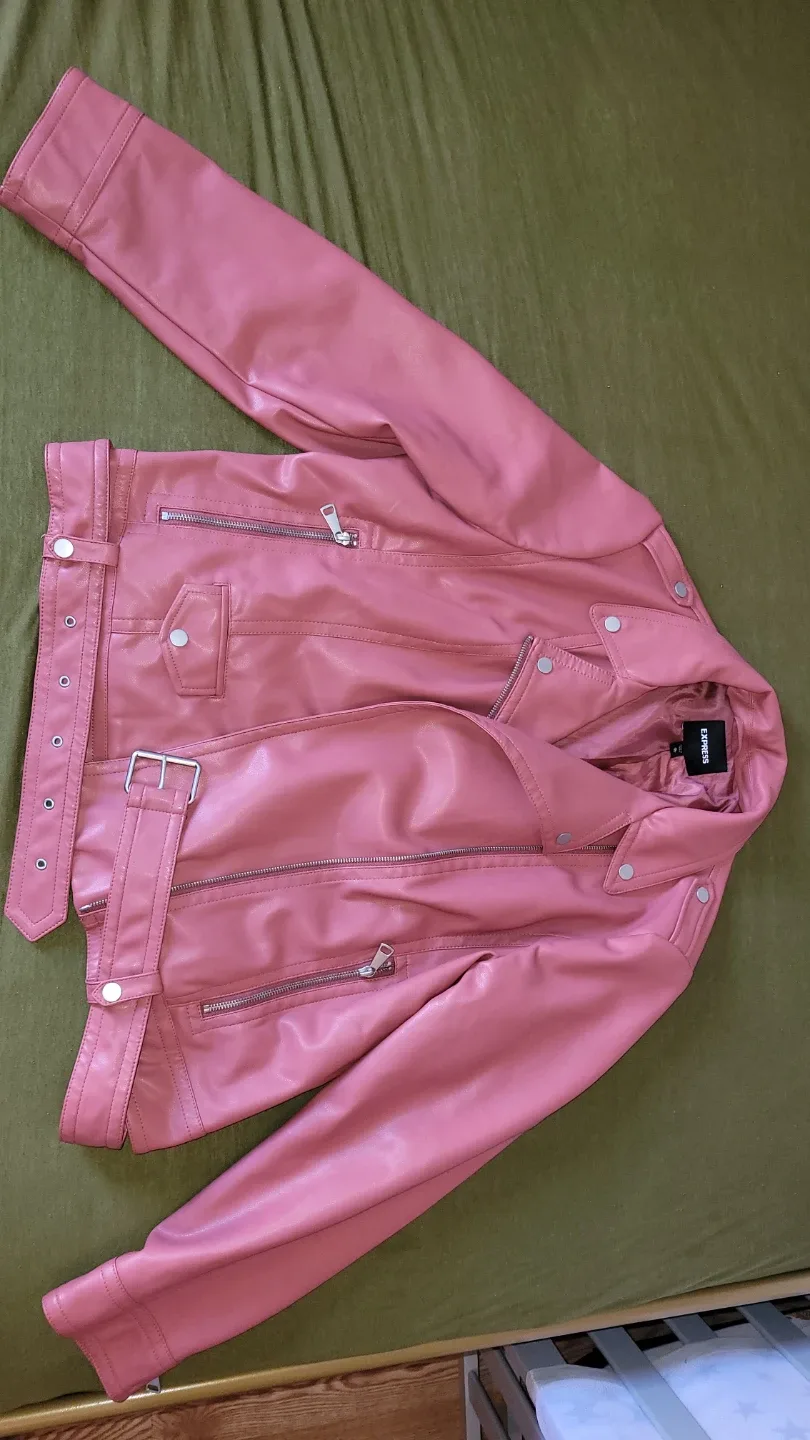 Express Pink Faux Leather Jacket - Size XL image indicator(3)