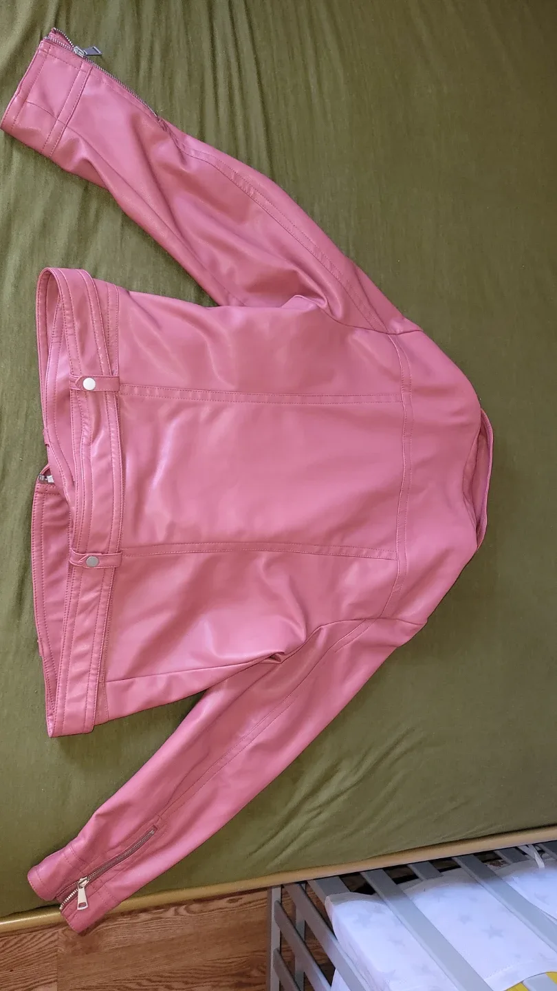 Express Pink Faux Leather Jacket - Size XL image indicator(5)