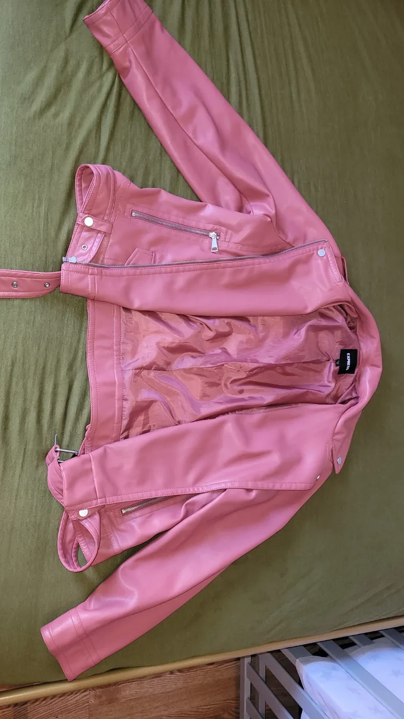 Express Pink Faux Leather Jacket - Size XL image indicator(6)