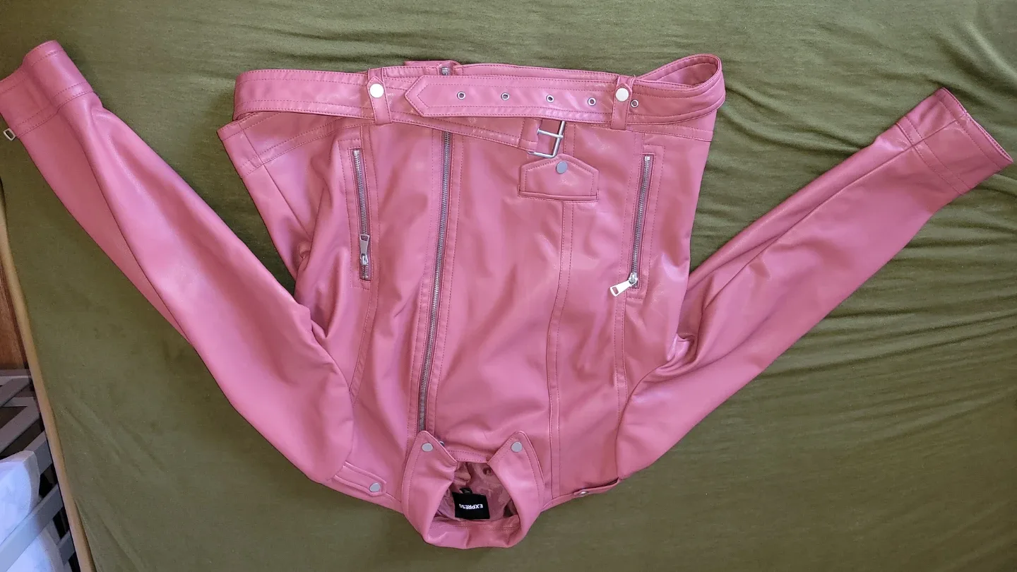 Express Pink Faux Leather Jacket - Size XL image indicator(7)