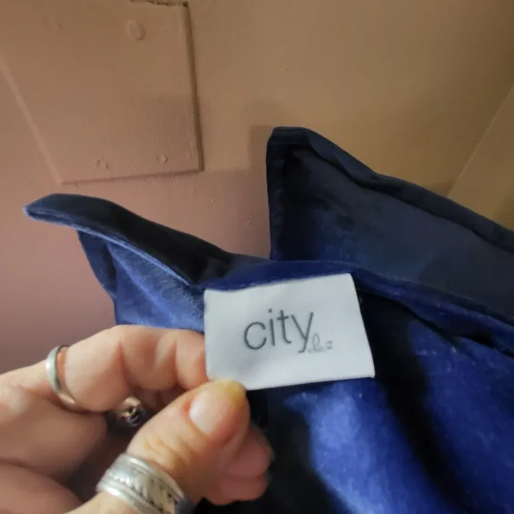 2 City Life Blue Plush Velvet Zippered Pillows-Used for staging image indicator(3)