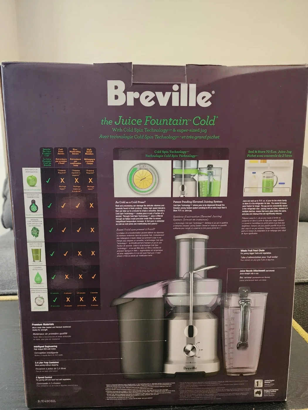 Breville Juice Fountain Cold – Excellent Condition image indicator(2)