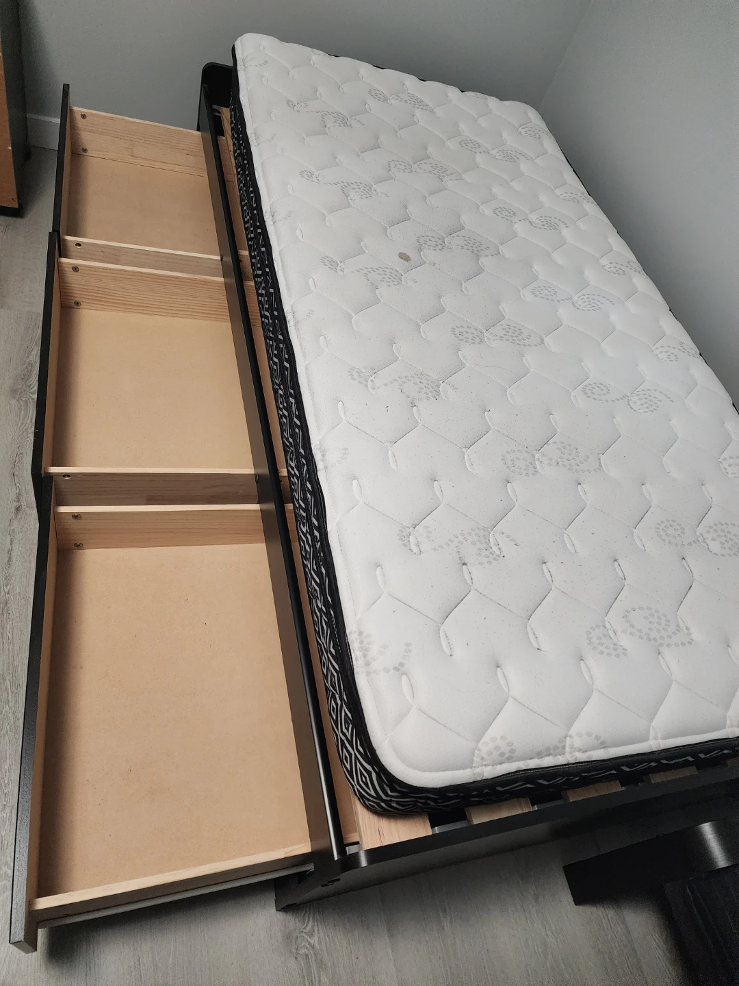 Black Bed Frame with Storage Drawers
