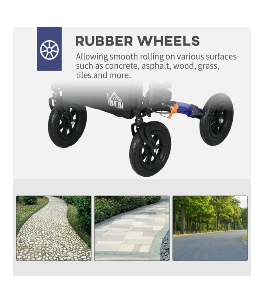 HOMCOM Blue Folding 4-Wheel Walker - photo 2