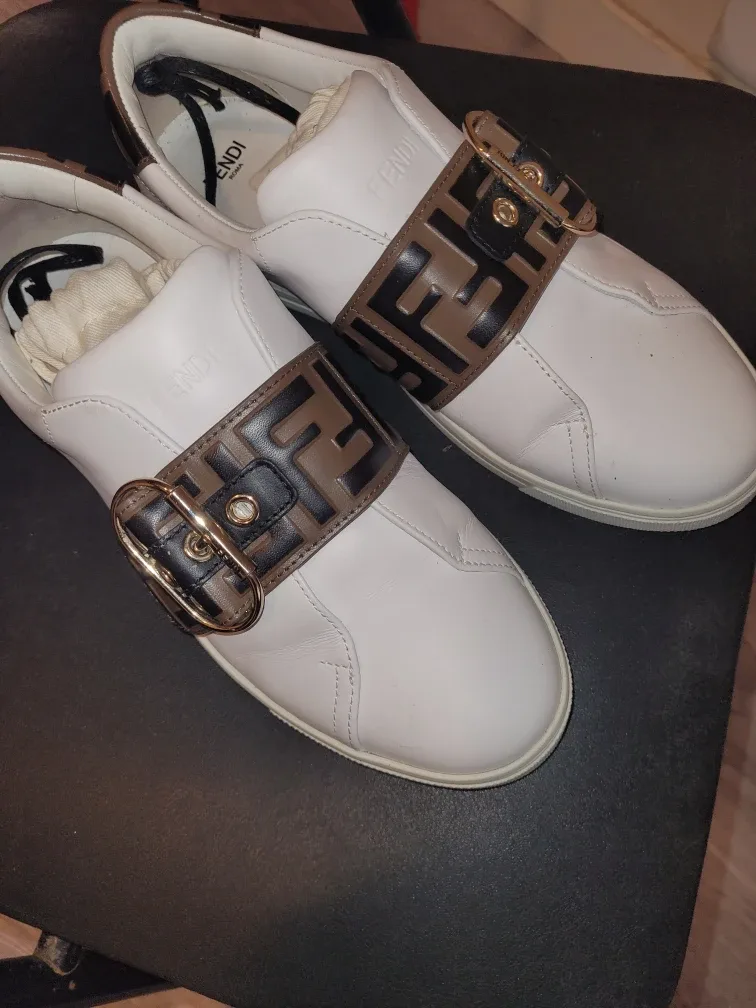 Fendi White Leather Slip-On Sneakers image indicator(2)