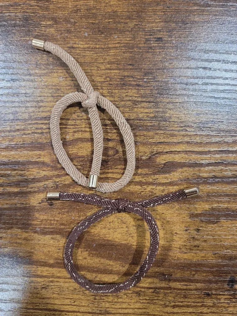 Rope Hairties - Brown & Tan with Gold Accents
