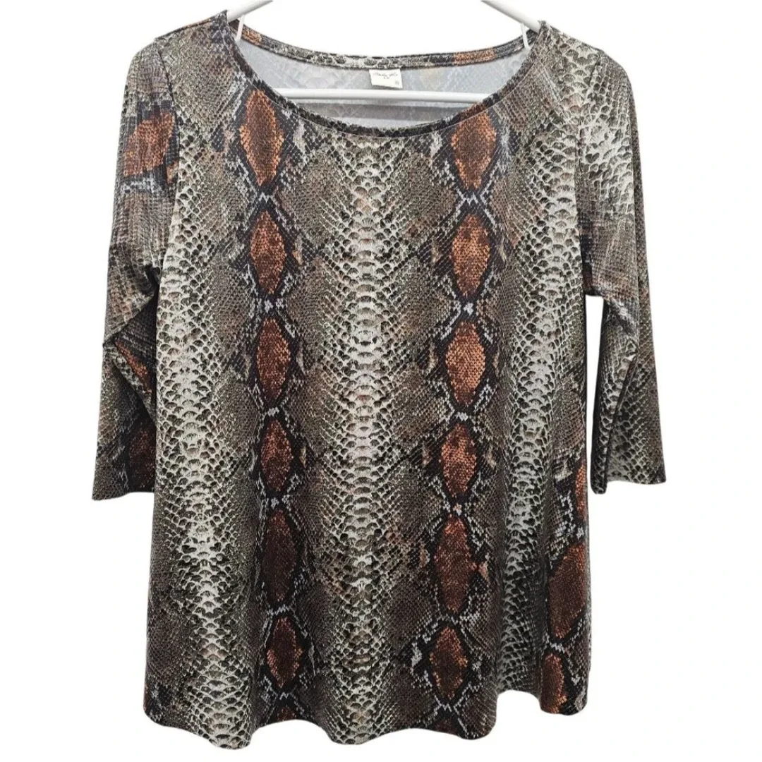 Studio Ko Snakeskin Print Top - Size L