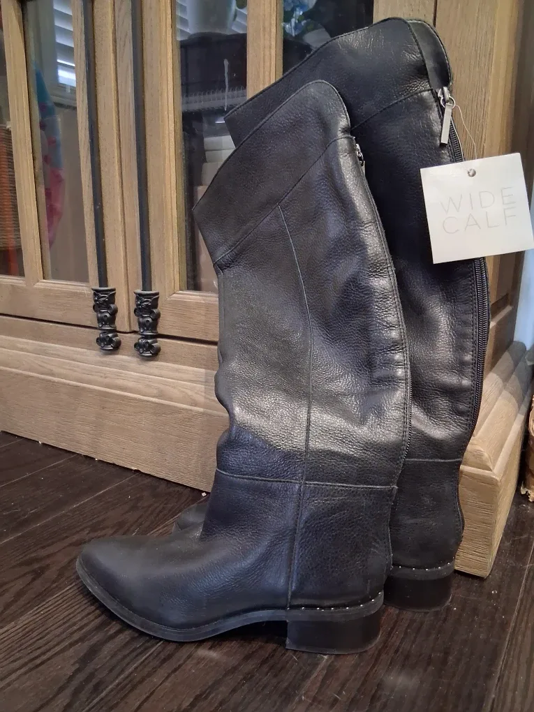 Franco Sarto Black Leather Boots - US 6M Wide Calf thumbnail