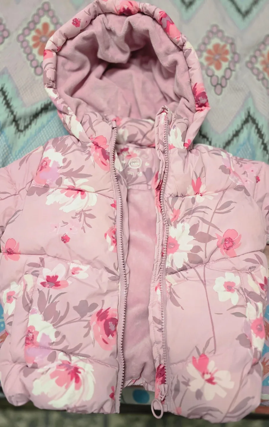 Wonder Nation Floral Puffer Jacket - Size 3T