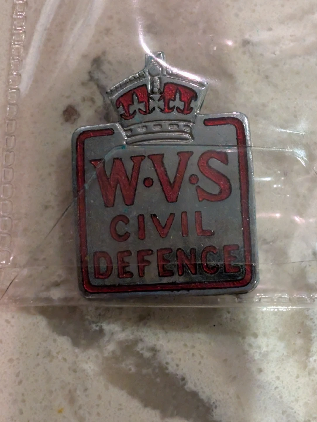 Vintage WVS Civil Defence Enamel Pin Badge