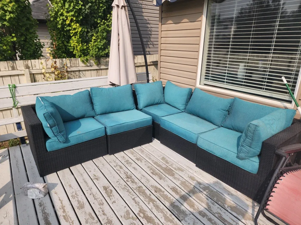 Outdoor Sectional Sofa - Teal Cushions