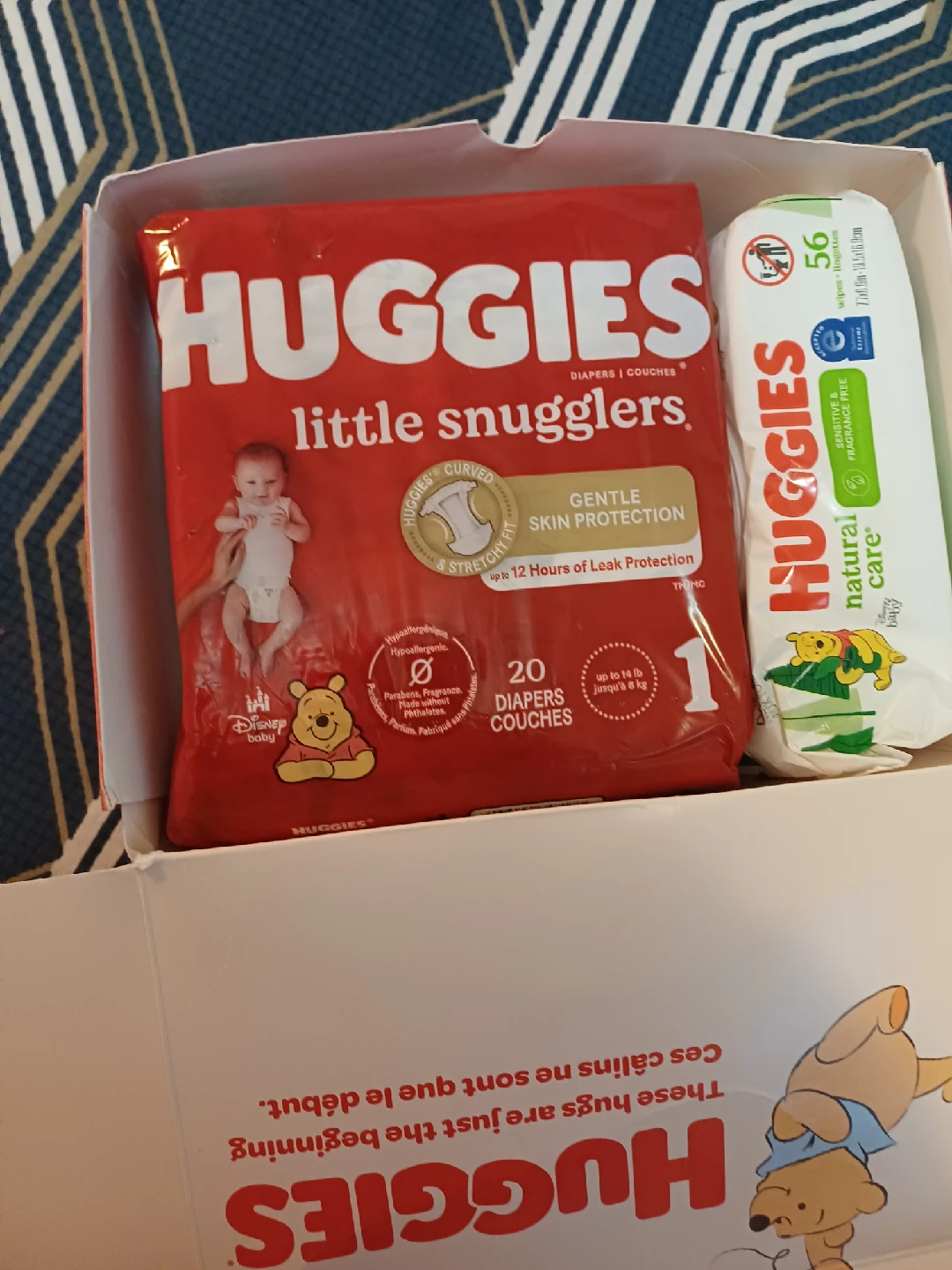 Huggies Little Snugglers Diapers (20) & Natural Care Wipes (56)