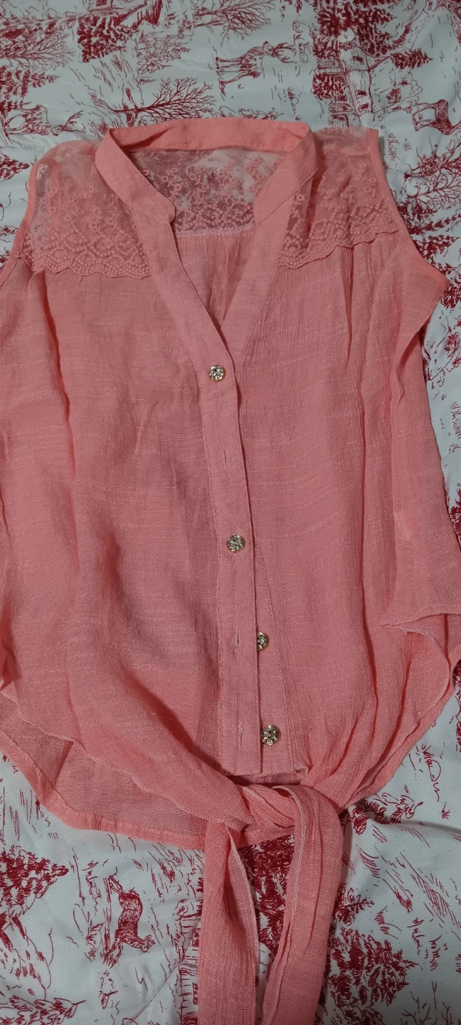 Peach Tie-Front Blouse