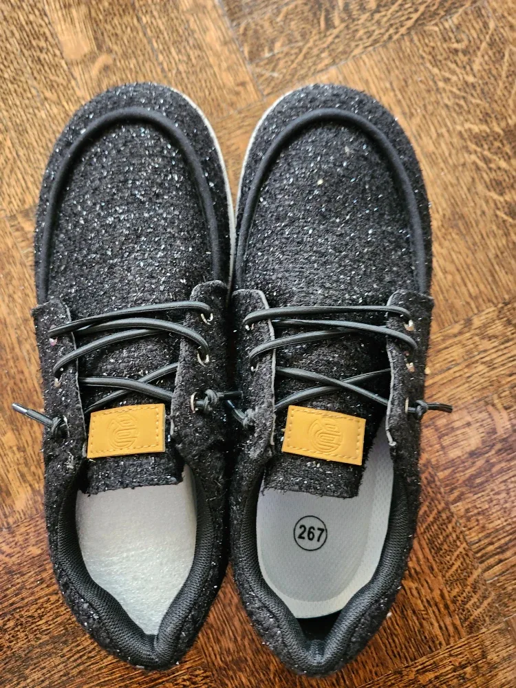 CCILU Black Glitter Shoes, Size 10