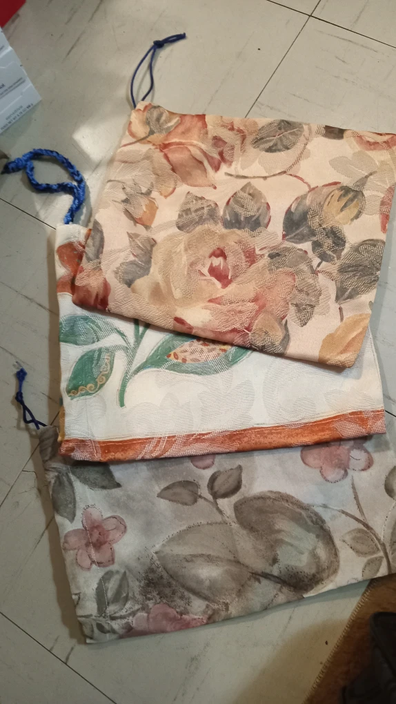 Handmade Floral Print Drawstring Bags - Set of Three