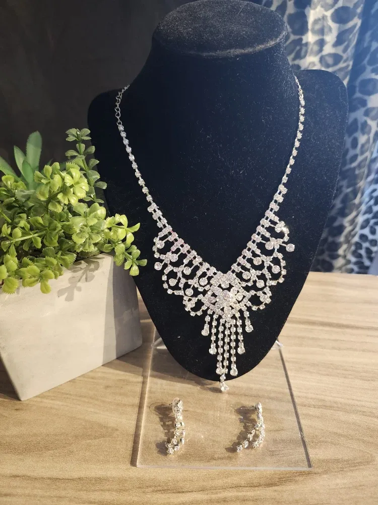Rhinestone Necklace & Earring Set