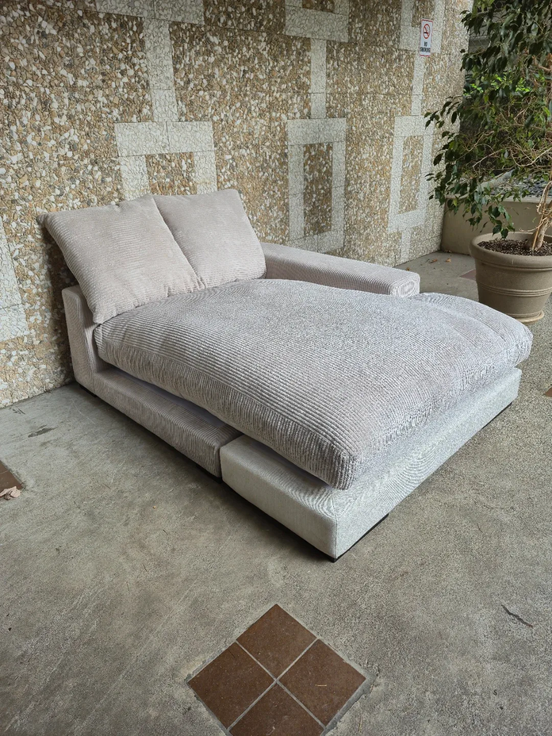 Moes Plunge Corduroy Chaise Lounge with Pillows image indicator(4)