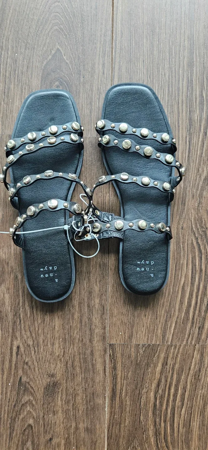 Brand new - A New Day Black Studded Sandals - Size 7 to 7.5