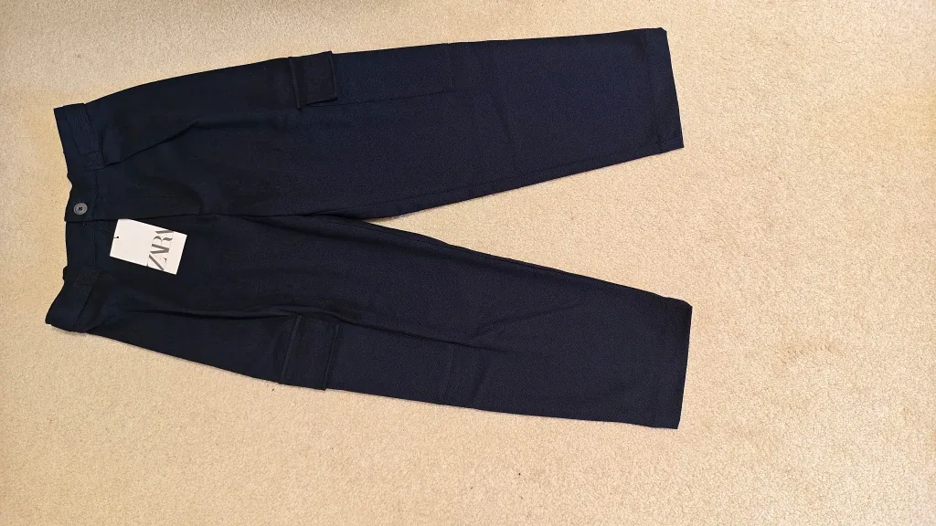 New Zara Navy Blue Cargo Pants, Size 11-12y