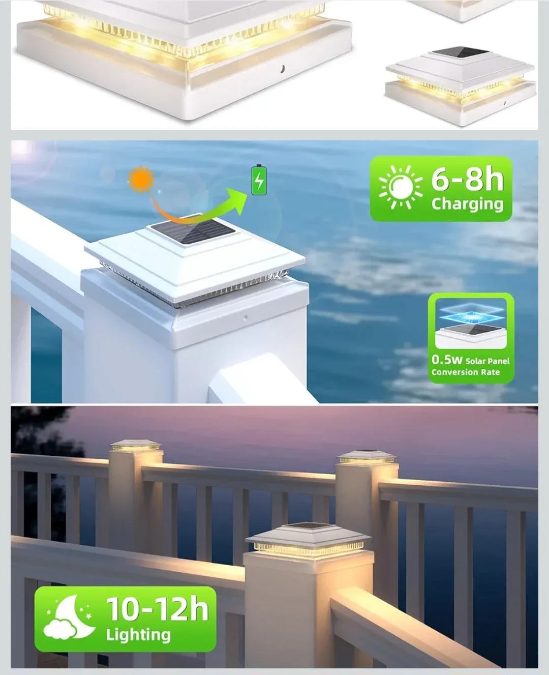 Solar Post Lights - Weaterprof Deck Lights pack of 12 New in box image indicator(2)