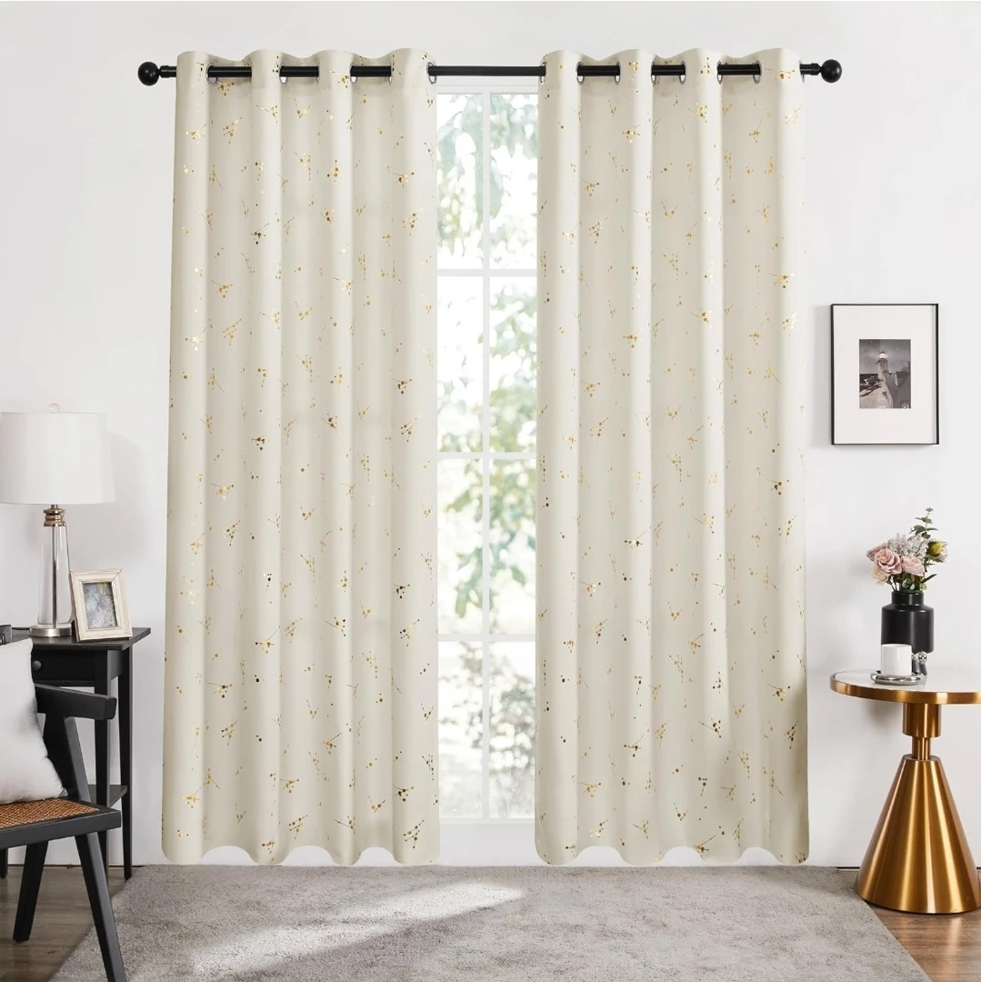 Beige Blackout Curtains - 2 Panels - photo 2