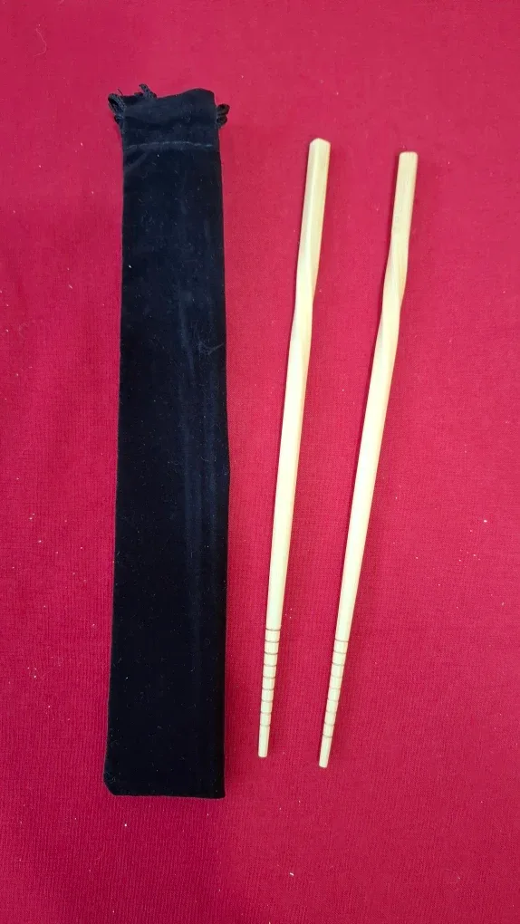 Wooden Chopsticks with Embroidered Case