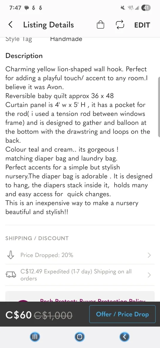 Handmade Baby Quilt, Diaper Bag, Wall Hook image indicator(10)