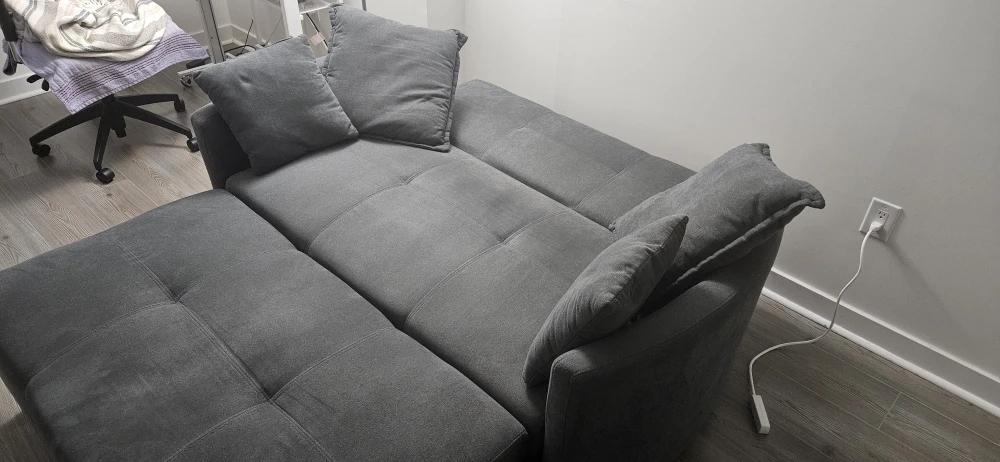 Grey Sectional Sofa with Pillows - photo 3