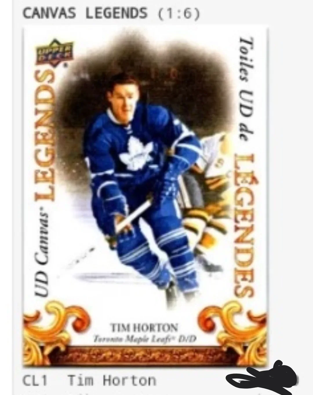 Upper Deck Canvas Legends Tim Horton Hockey Card