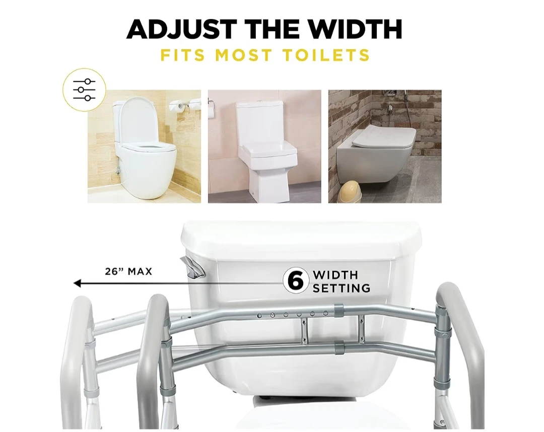 Adjustable Height & Width Toilet Safety Rails - photo 3