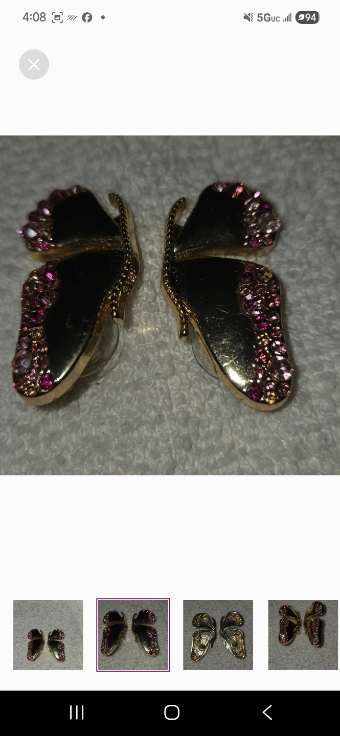Butterfly silver and gold color  earrings - photo 2