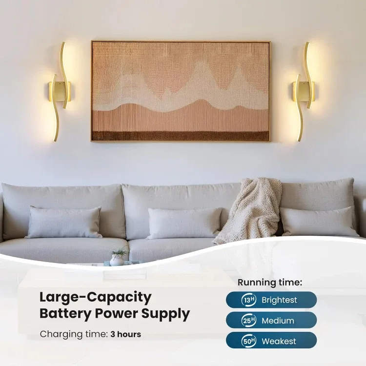 Gold Battery Operated Wall Sconces BNIB image indicator(8)