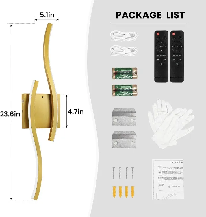 Gold Battery Operated Wall Sconces BNIB image indicator(10)