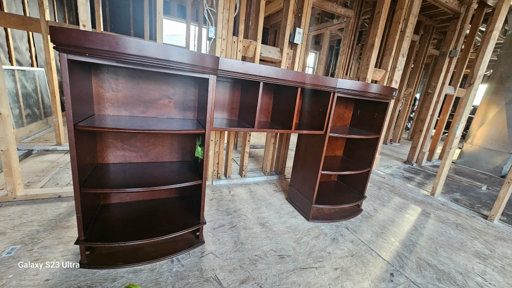 Brown Wooden Hutch with Bookshelves image indicator(4)