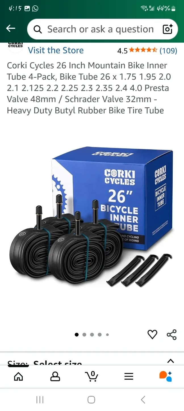 CORKI Cycles 26" Mountain Bike Inner Tube (4-Pack) thumbnail