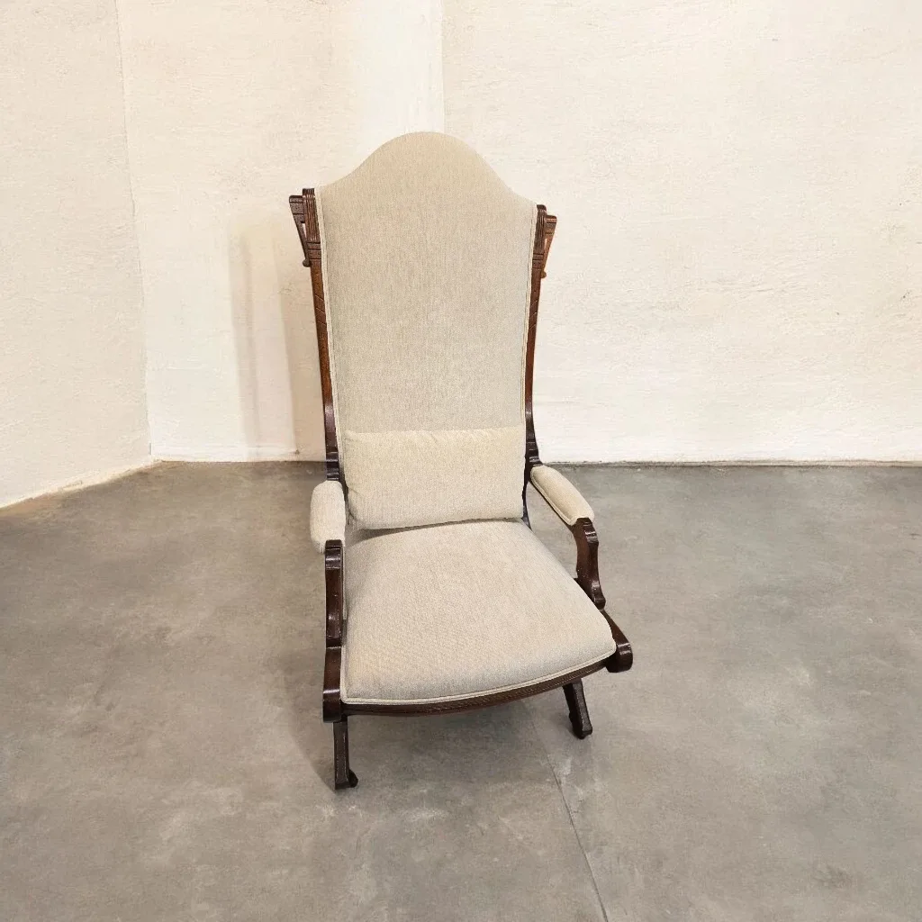 Antique Rocking Chair - Beige Upholstery image indicator(2)