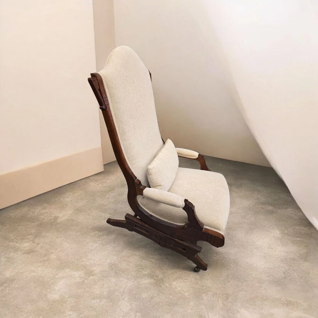 Antique Rocking Chair - Beige Upholstery - photo 3