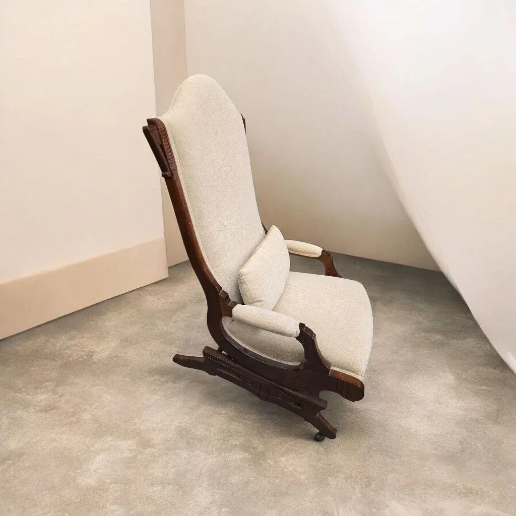 Antique Rocking Chair - Beige Upholstery image indicator(3)