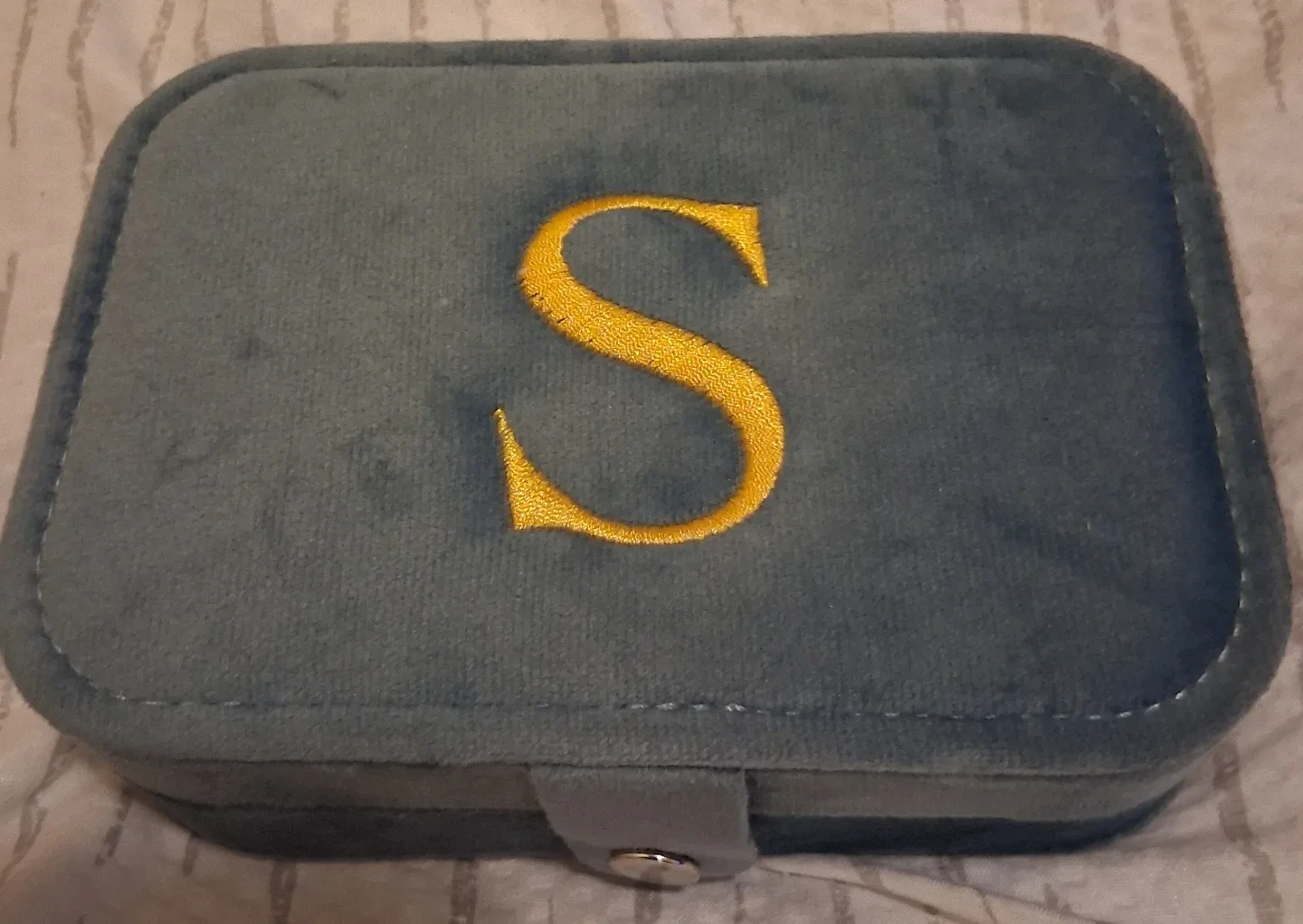 Blue Velvet Jewelry Box with Mirror