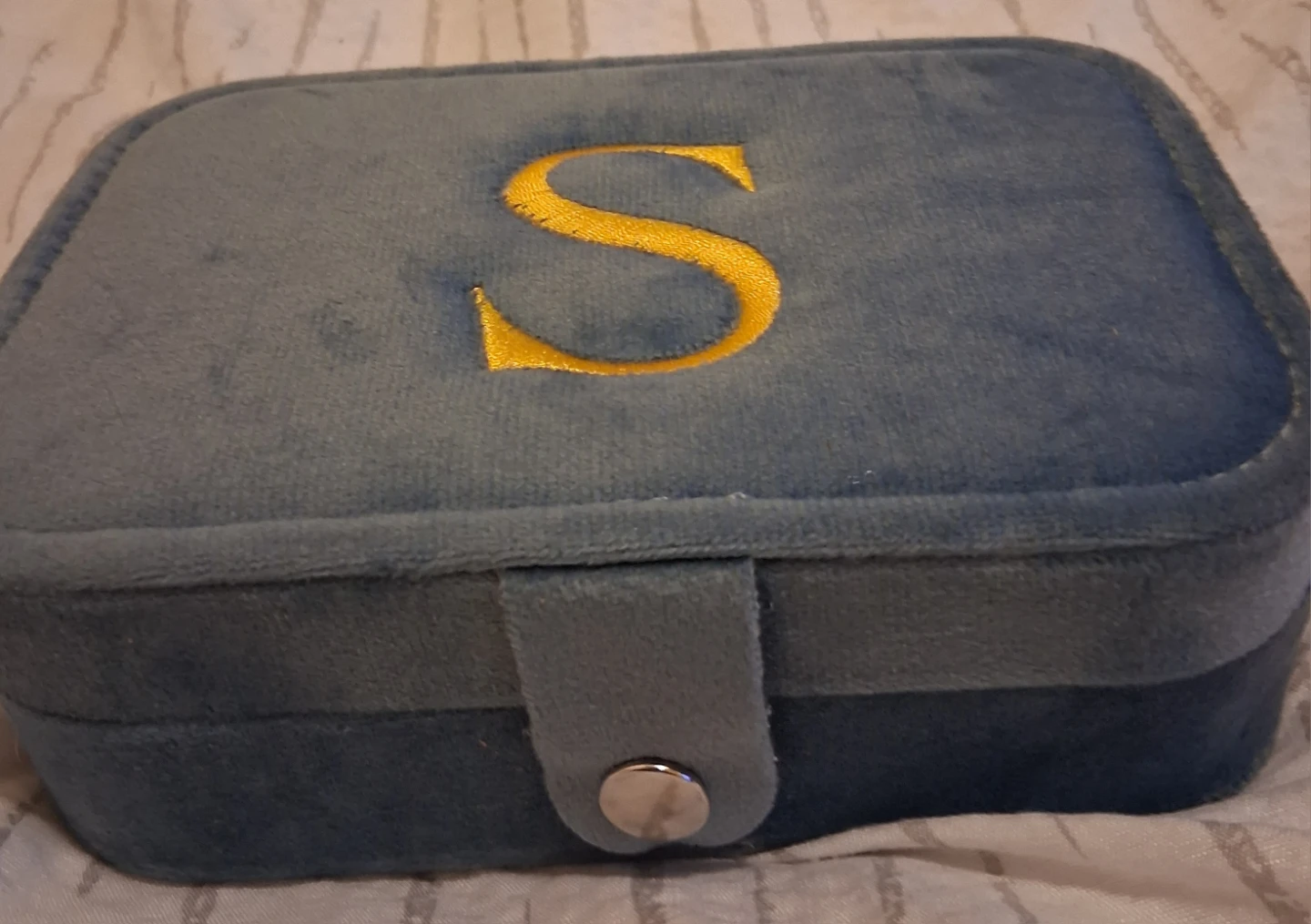 Blue Velvet Jewelry Box with Mirror - photo 2