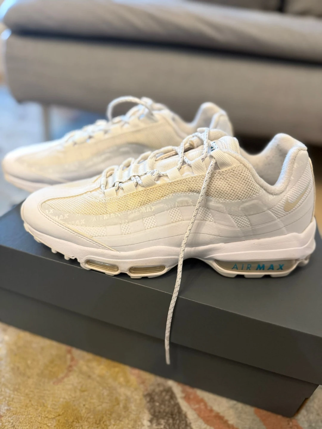 Nike Air Max 95 White Sneakers, Size UK 8,US 8.5, EU 42