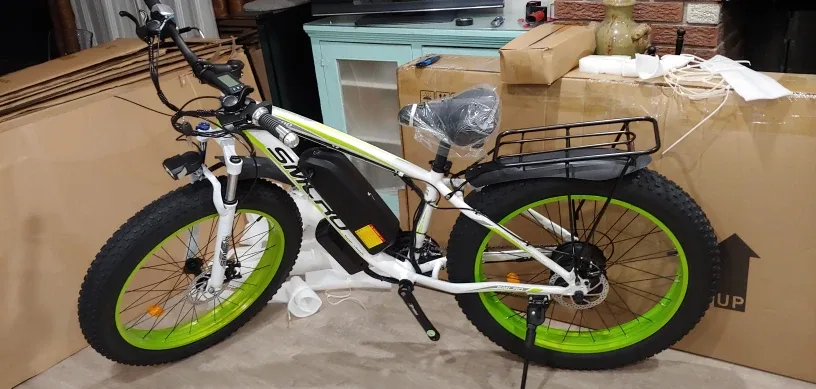 New! SMLRO XDC600 Fat Tire Ebike - White & Green image indicator(6)