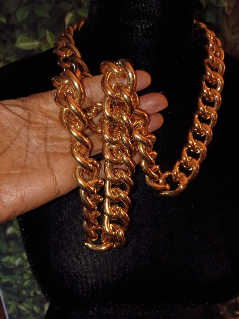 Chunky long Gaudy Gold Chain Necklace - photo 2