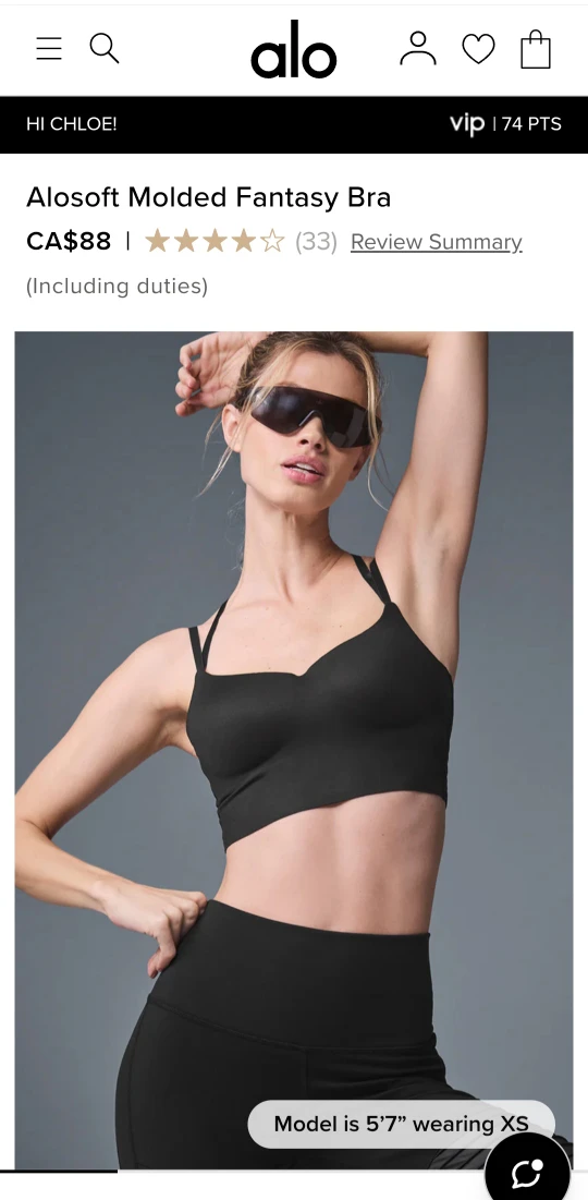 New Alo Yoga Alosoft Molded Fantasy Bra - Black, L - photo 2