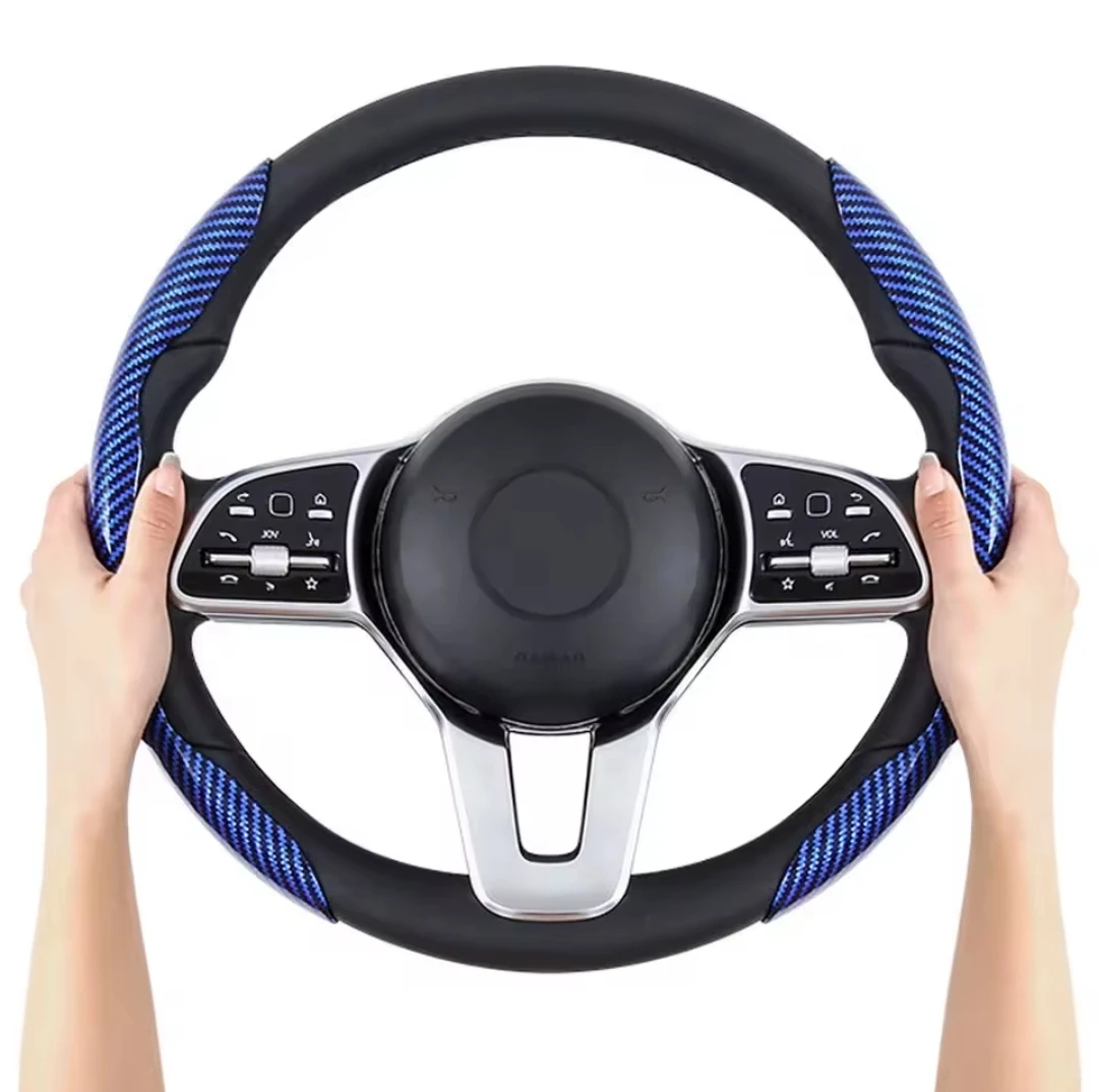 Blue Carbon Fiber Steering Wheel Cover