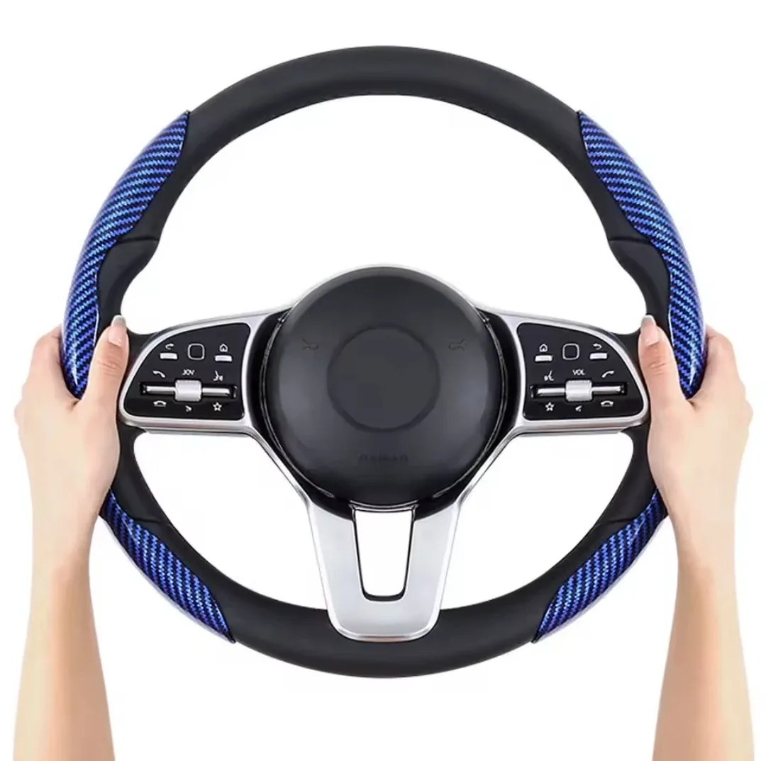 Blue Carbon Fiber Steering Wheel Cover