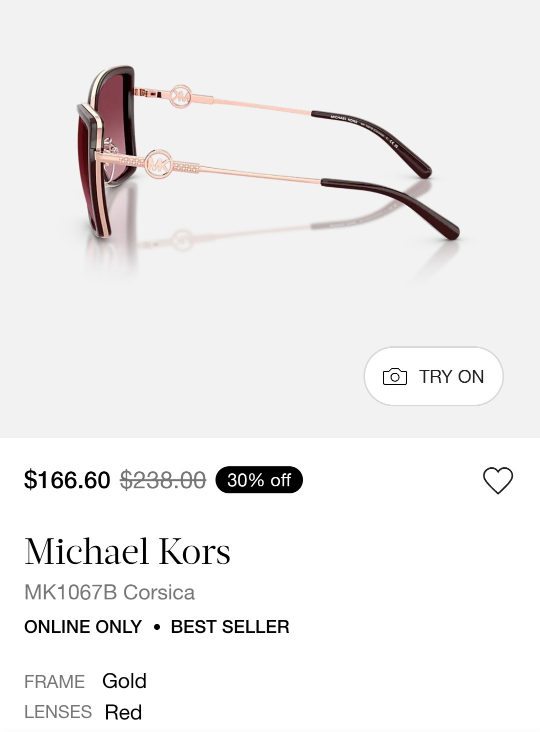 Michael Kors MK1067B Corsica Sunglasses