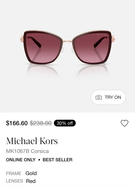 Michael Kors MK1067B Corsica Sunglasses image indicator(2)