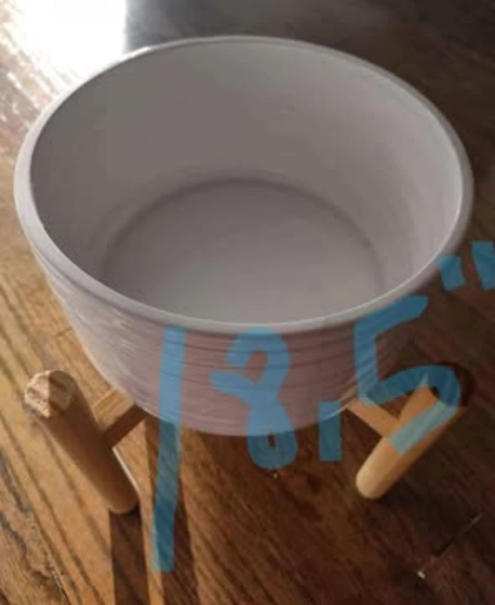White Ceramic Planter Pot with Wood Stand 🥕 - photo 4